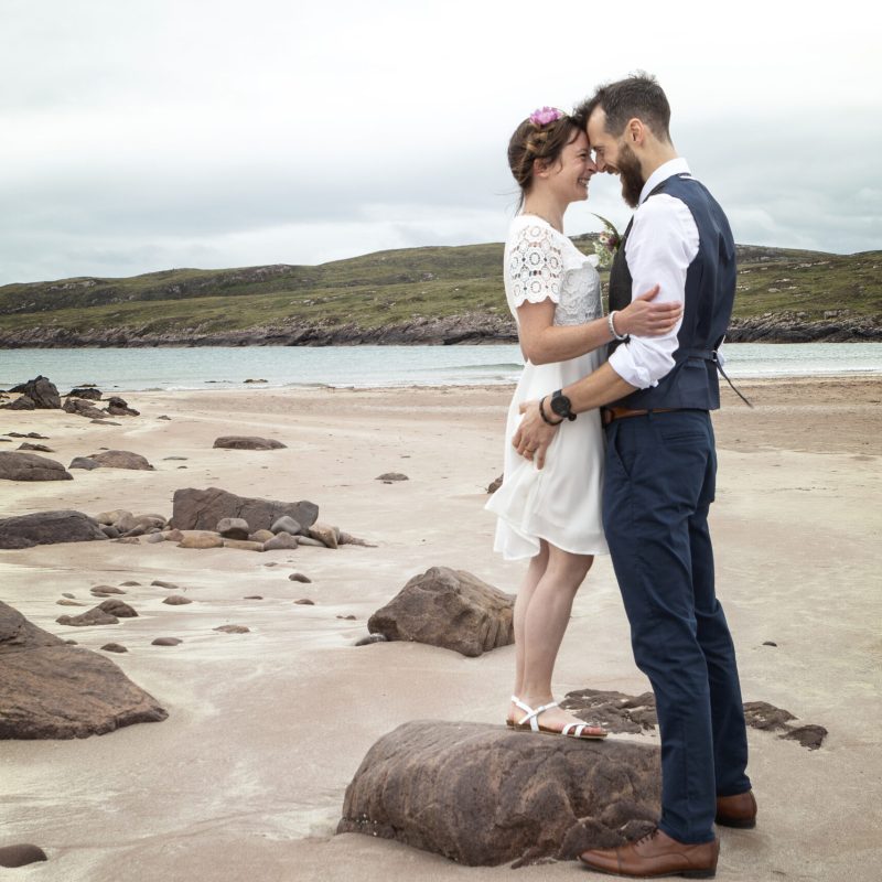 couple getting married on Achnahaird beach